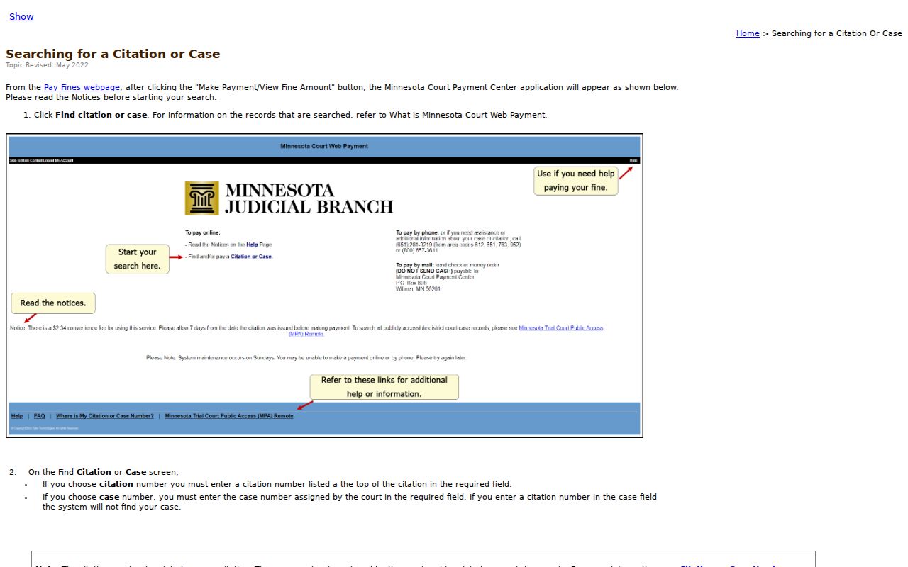 Lyon County traffic warrant lookup showing the citation or case number selector