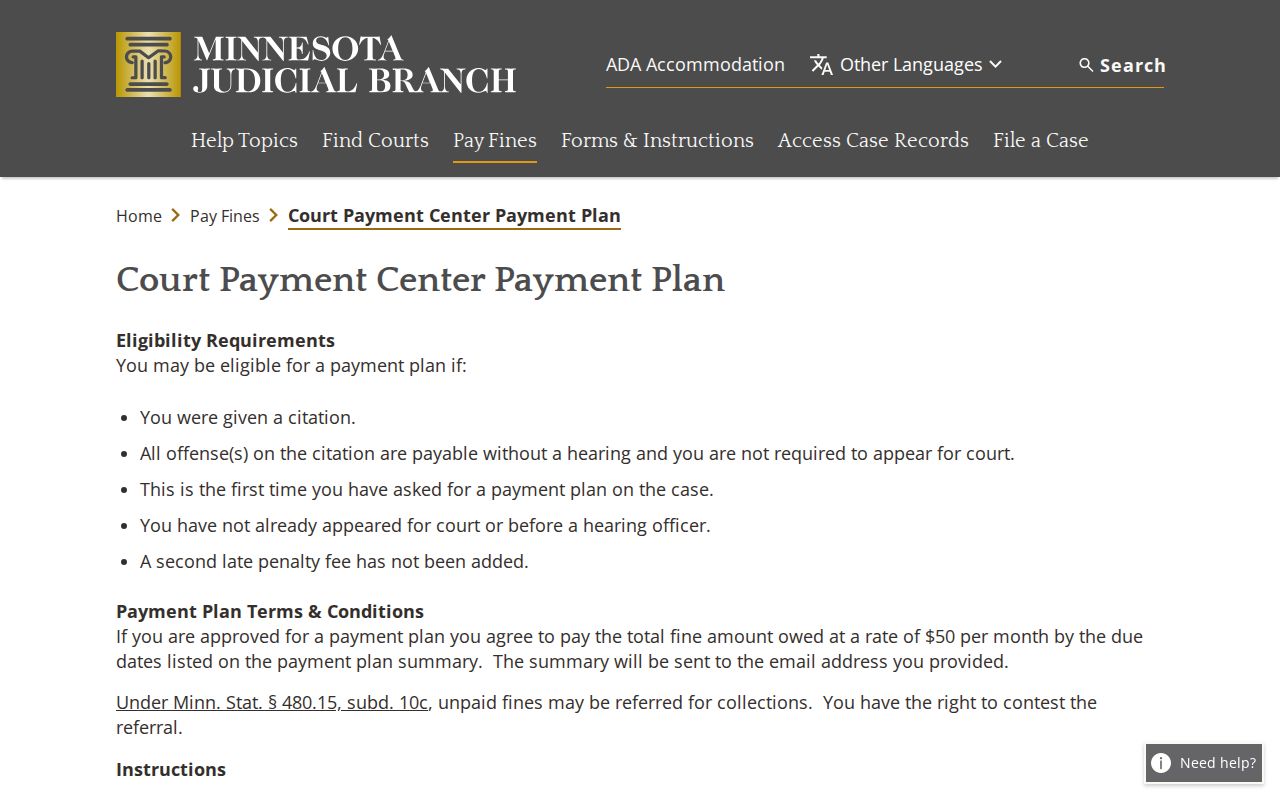 Lyon County traffic warrant payment plan request form for citation cases