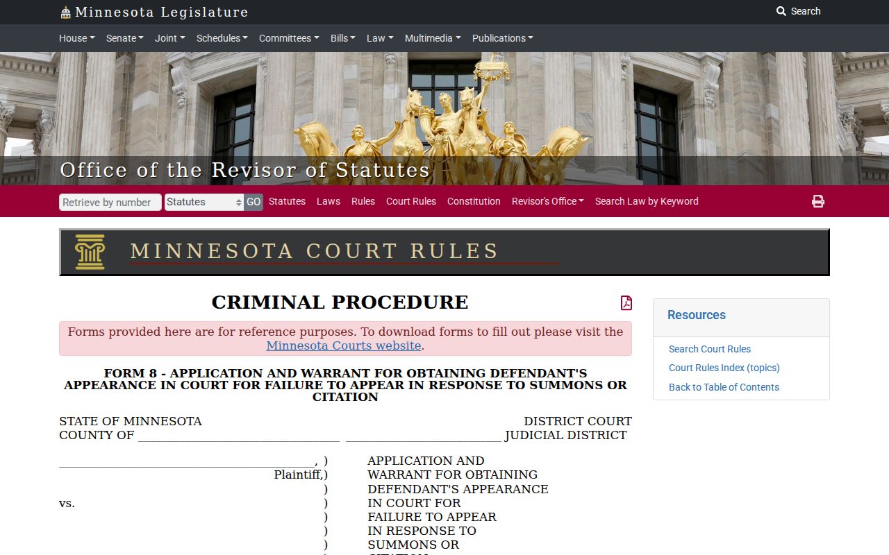 Lyon County bench warrant application form showing blank Minnesota warrant fields
