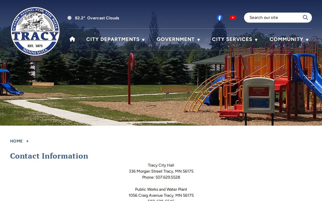 Tracy warrant records City Hall and police contact page with address and phones