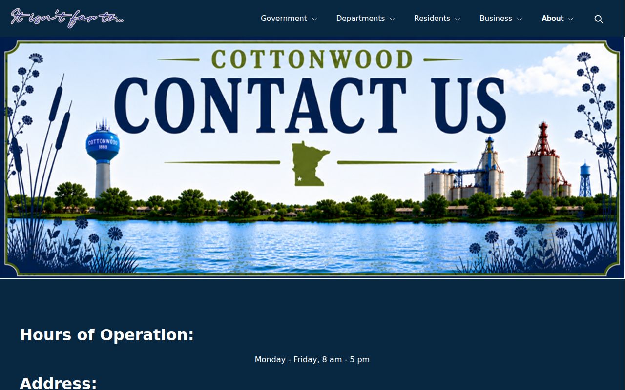 Cottonwood warrant records City Hall contact page with address and office hours